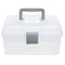 Clear Gray Empty First Aid Storage Box, Multipurpose Tackle Box, Plastic Sewing Box, Tool Box, Crafts Supplies Organizer Case with Handle and Removable Tray